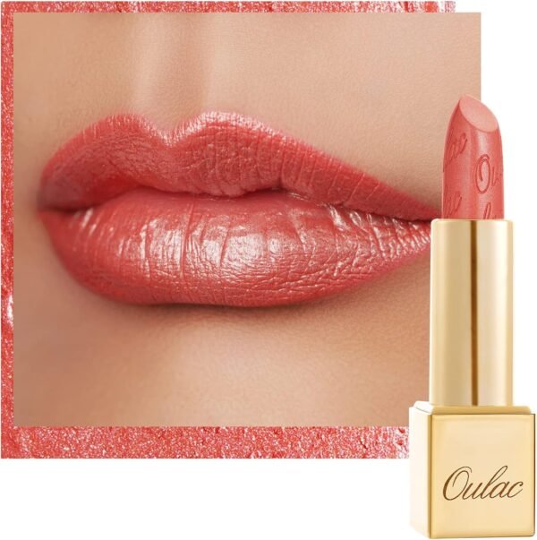 OULAC Métallique Briller Rouge à lèvres Corail, Glitter 3D Longue Durée Haut Pigmenté, Formule Hydratante, Brillant à Lèvres Couvrant Toute la Surface, Vegan 4,3 g (06)