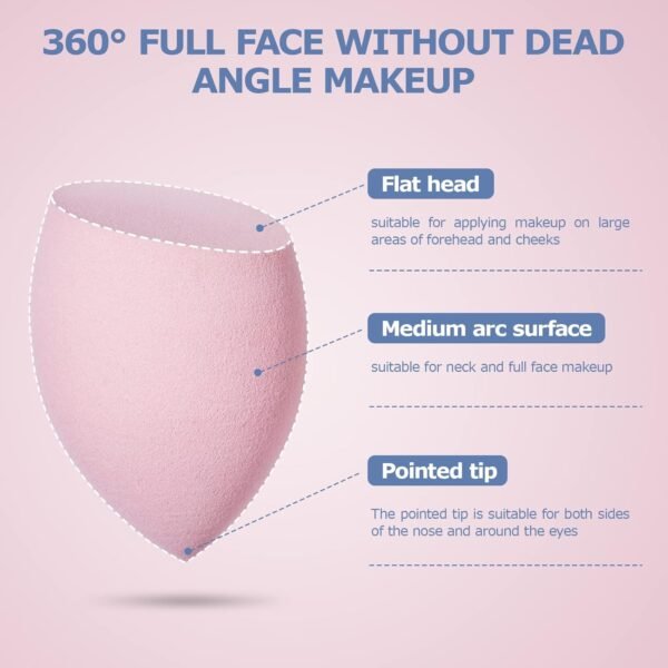Beauty Blender, 8 Pièces éponge Fond de Teint éponge Maquillage pour Fonds de Teint, Poudres Liquides, Etc, éponge de Maquillage Existe en 3 Formes-Violet (Rose) – Image 5