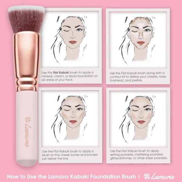 Pinceau Fond de Teint Professionnel Kabuki pour Maquillage du Visage - Parfait Pour le Mélange Liquide, Crème ou Poudre Cosmétique Sans Défaut - Polissage, Pointillé - Poils Denses, Synthétiques – Image 9