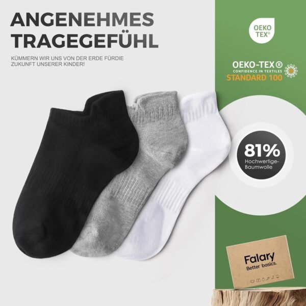 FALARY Sneaker Chaussettes de Sport Pour Hommes Et Femmes, 10 Paires de Chaussettes Courtes, Coton, Chaussettes de Sport Respirantes, Chaussettes de Course en Plein Air, Taille 35-50 – Image 5