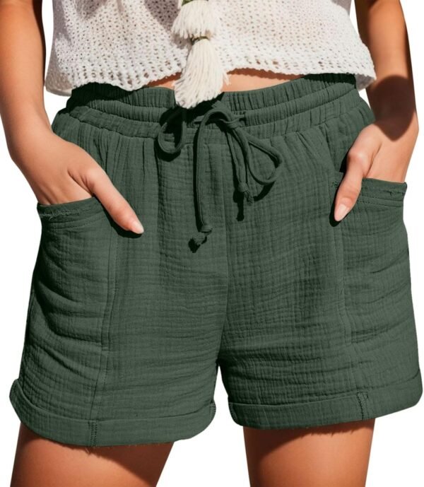 Bermuda Femme Élégant en Lin et Coton Léger avec Taille Élastique et Poches - Short Sport Grandes Tailles S-5XL pour Plage, Jogging, Casual