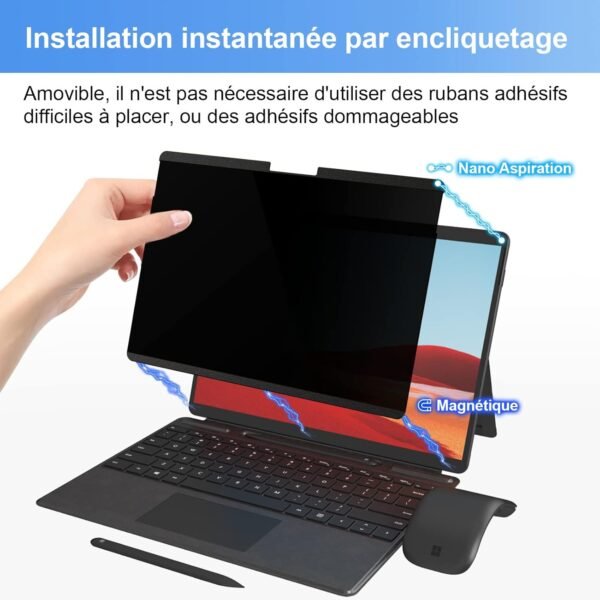 Magnétique Filtre de Confidentialité 13.5 Pouces Compatible avec Microsoft Surface Laptop 6/5/4/3/2/1, Amovible Protection Ecran Surface Laptop, Film Anti Regard /Filtre Lumière Bleue Surface 13.5" – Image 3