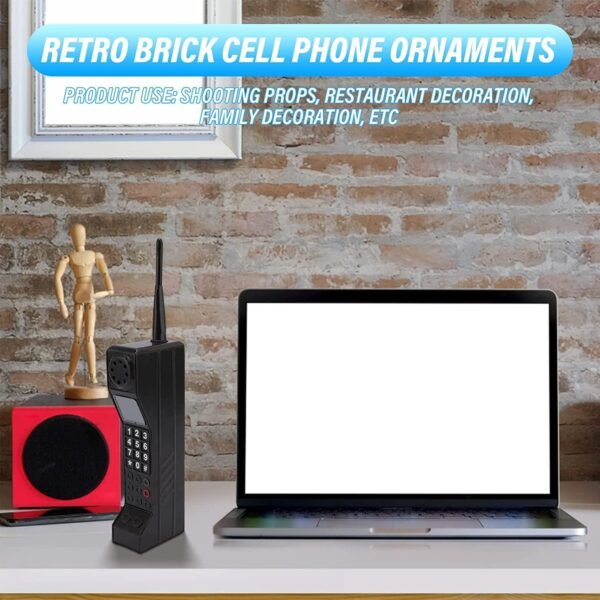 téléavertisseurs et avertisseurs des années 90,Téléphone portable rétro des années 80, téléphone portable gonflable, ornement de téléphone portable en brique rétro(le noir) – Image 4