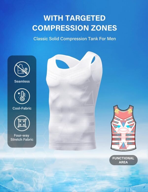 Casey Kevin Débardeur Compression Homme, Maillot de Corps Gaine Ventre Plat Homme Gainant Tee Shirt Compression Amincissant Debardeur sous-Vêtements Shaper – Image 4
