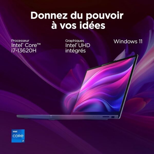 Lenovo IdeaPad Slim 3 16IRH10 - Ordinateur Portable 16'' WUXGA (Intel Core i7-13620H, RAM 16Go, SSD 1To, Intel UHD Graphics, Windows 11 Home) Clavier AZERTY Français - Bleu – Image 2