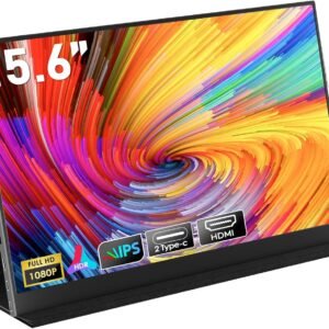 HONGO Moniteur Portable, Laptop Écran Portable 15,6" 1080P IPS Écran PC Portable Haut-parleurs Intégrés, Moniteur pour Ordinateur Portable, PC, Mac, X-Bo, Switch, Deuxième Ecran Portatif USB C