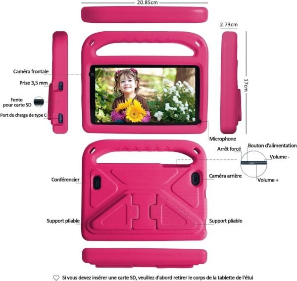 SUAAT 2025 Andriod Tablette 7 Pouces pour Enfants, 32GB ROM Bluetooth, éducation + Jeux, Double caméra, contrôle Parental,Espace Enfants,Type C-Rose – Image 6