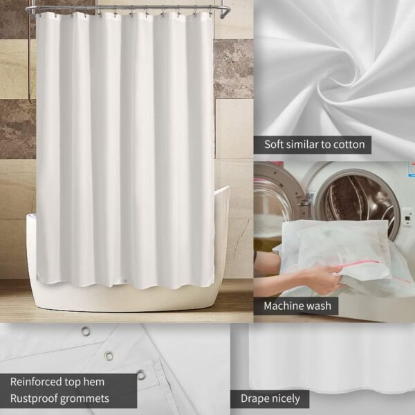 ALYVIA SPRING Doublure de Rideau de Douche en Tissu imperméable avec 3 aimants – Doublure de Douche en Tissu Doux de qualité hôtelière, légère et Lavable en Machine – Taille Standard 183 x 183 cm, – Image 3