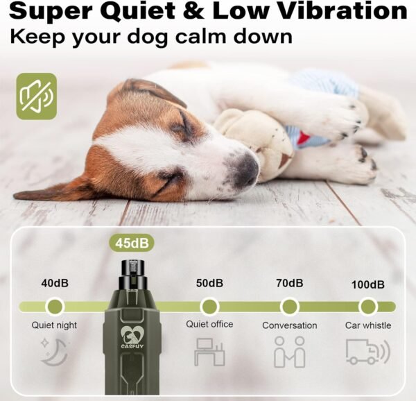 Casfuy Lime à Ongles pour Chien à 6 Vitesses – Le Plus Récent Broyeur à Ongles pour Animaux de Compagnie Amélioré, Super Silencieux, Rechargeable, électrique pour Chien… – Image 4