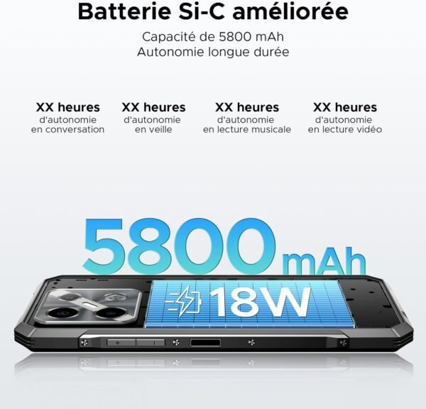 DOOGEE Blade GT Play Telephone Portable Incassable 5G, Smartphone Incassable avec Effet de Lumière LED, 6,72” FHD+ 120Hz, Dimensity D7050, 20GB+256GB/TF 2TB, 50MP AI Caméra, 5800mAh/NFC/AI Fonction – Image 5