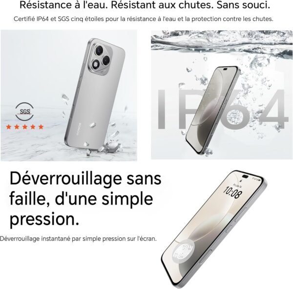 HONOR 400 Lite 5G Smartphone,8GB RAM 256GB Memoria Dual SIM NFC, 5230 mAh,108MP avec Bouton AI Téléphone Android 15, 6.7 Pouce AMOLED Eye-Care Display, IP64&SGS, Velvet Grey – Image 6