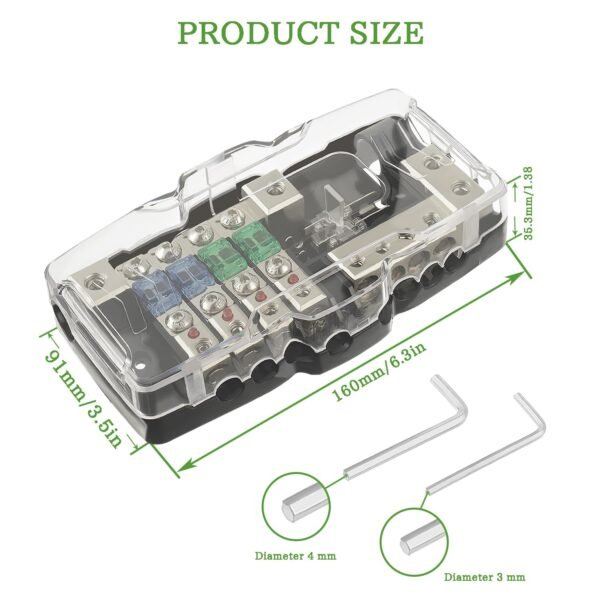 SIGANDG Auto Audio Stéréo Bloc de Fusible de Distribution 4 voies Boîte à Fusibles Distributeur de Fusible Mini ANL Pour avec Lumière de Instruire Rouge – Image 2