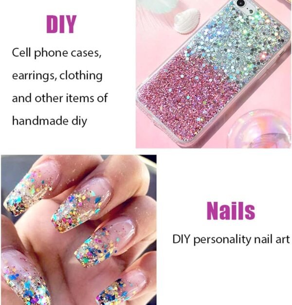 Prreal Body Glitter Gel 50ml, Paillettes de visage, Body Gel paillettes Shimmer liquide fard à paupières, Paillettes Chunky Holographique Laser poudre Festival Glitter(06 blanche) – Image 4