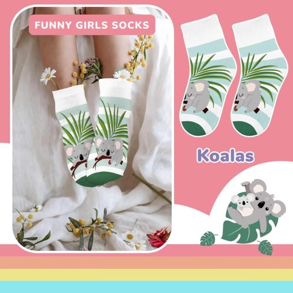Queenshin 6 Paires Chaussettes Courtes pour Enfants Filles Motifs Doux et Respirant de 2 à 11 Ans – Image 2