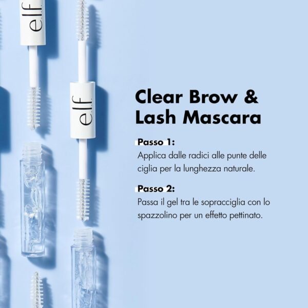 e.l.f. Mascara transparent pour sourcils et cils, brillant, léger, facile à utiliser, conditionne les cheveux, donne aux sourcils une tenue souple et flexible, compact, tenue toute la journée, 2,5 ml, – Image 3