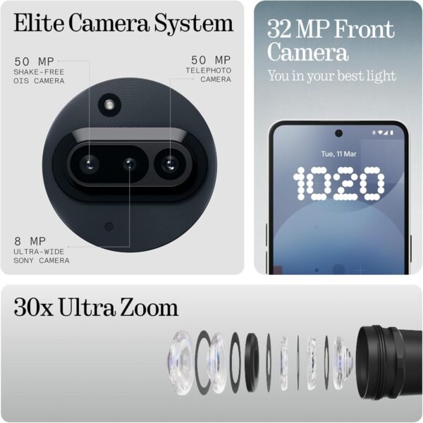 Nothing Phone (3a) 256 GB - Handy mit Essential Space, 50-MP-Hauptkamera, 32-MP-Frontkamera, 30-facher Ultra-Zoom, 12 GB RAM, Langer Akkulaufzeit und 6,77 Zoll Flexibles FHD+ AMOLED-Display - Schwarz – Image 5