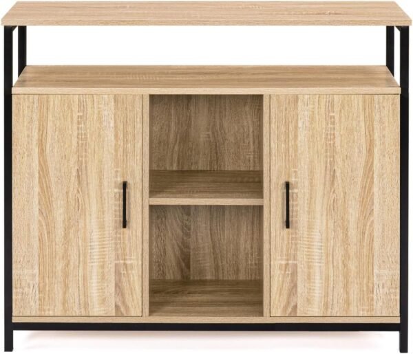 IDMarket - Buffet 2 Portes 100 cm Detroit avec étagères Design Industriel – Image 7