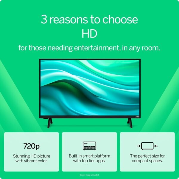 VIZIO Téléviseur intelligent HD 720p LED 32" avec compatibilité Alexa, Google Cast intégré, compatible casque Bluetooth (VHD32M-08, nouveau) – Image 3