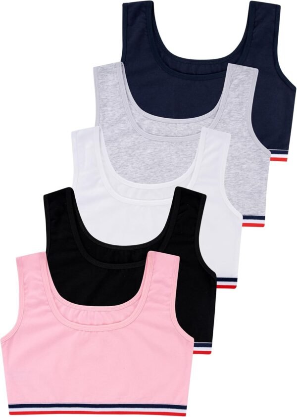 LOREZA ® 5 Brassières en Coton pour Fille sous-vêtements Soutien-Gorge de Sport Tailles 8 à 15 Ans