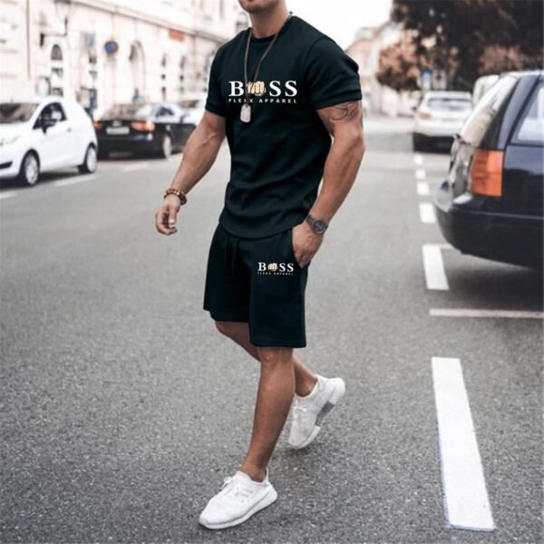 Homme Ensemble Sets Ete Tenues Survêtement Costumes Plage Vacances 2 Pcs Décontracté Ensemble Short Tee Shirt Homme 2 Pièce T-Shirts à Manches Courtes – Image 3