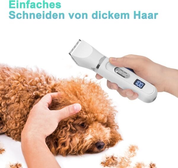 Tondeuse professionnelle silencieuse pour chiens et chats : tondeuse électrique 4 en 1 pour chien avec écran LED pour le corps, les pattes, les yeux, les oreilles et le visage. – Image 3