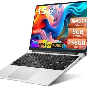 Ordinateur Portable 15,6 pouces Celeron N4000, PC Portable 8 Go RAM LPDDR4 SSD 256 Go Full HD 1920 x 1080, Laptop avec USB 3.0, Wi-Fi, mini HDMI, Bluetooth 4.2, prise en charge de l'extension SSD 1 To