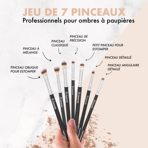 Set de Pinceaux de Maquillage pour les Yeux - Fard à paupières, Eyeliner Mélanger, Nuancer - Meilleur Choix 7 Pièce Essentials Kit - Crayon, Ombré, Fuselé, Définisseur - Poils Soyeux Synthétiques – Image 2