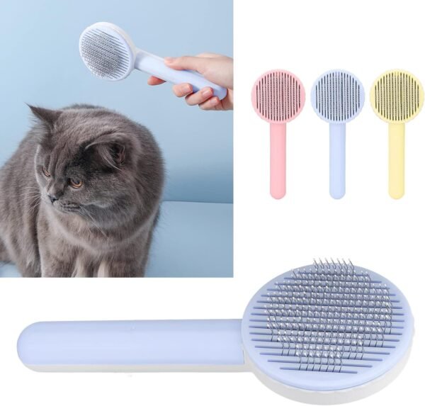 Marooma Brosse Ronde Professionnelle pour Chat avec Fonction de Massage à Aiguille épaisse, Routine de Toilettage pour Animaux de Compagnie, Brosse de Toilettage pour Chats et Chiens, Garde(Bleu) – Image 2