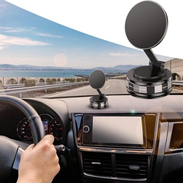 Yjkedfh Support Magnétique Téléphone à Ventouse,Support Magnétique à Ventouse pour Smartphone - Support Mobile Ajustable Et Pliable pour Voiture, Accessoires pour Auto, SUV, Camping-Car, – Image 3
