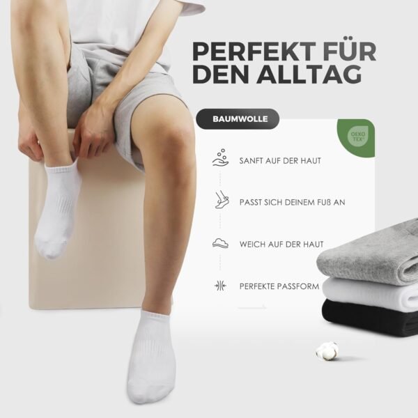 FALARY Sneaker Chaussettes de Sport Pour Hommes Et Femmes, 10 Paires de Chaussettes Courtes, Coton, Chaussettes de Sport Respirantes, Chaussettes de Course en Plein Air, Taille 35-50 – Image 4