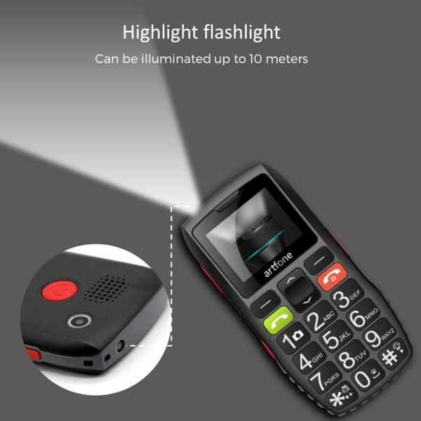 artfone Téléphone Portable Senior Débloqué avec Grandes Touches, Bouton SOS, C1 Senior, Caméra VGA, Radio FM, Haut-Parleur de Boîte, Batterie 1800mAh, 2G GSM, Noir – Image 6