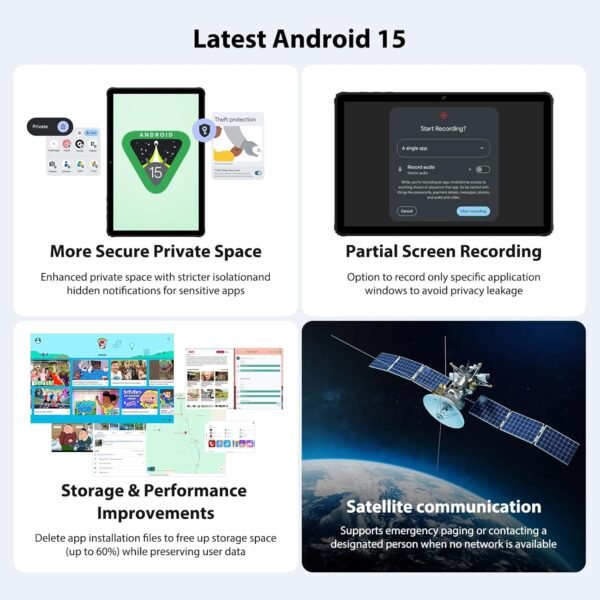 PIXGOOD 2025 Tablette 11 Pouces avec Android 15, 36GB+256GB, INCELL 2000 * 1200, Octa Core, 13MP+8MP, WidevineL1/9000mAh/5G WiFi/BT5.0/OTG/GPS-Tablette avec Clavier (Noir) – Image 3