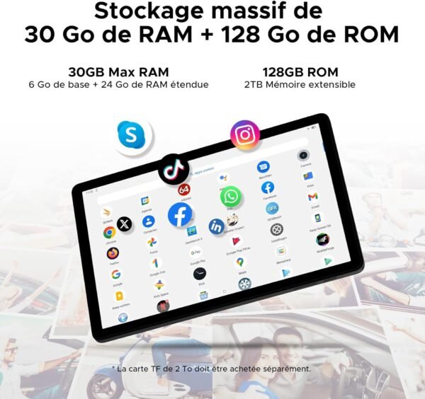 DOOGEE Tab A9 Pro+ Tablette Android 15, Tablette 11 Pouces, 30GB RAM+128GB ROM/TF 2TB, Batterie 8580mAh, Octa-Core T7200 90Hz,13MP Caméra, Tablette Tactile Widevine L1/5G WiFi/OTG/Face ID – Image 5