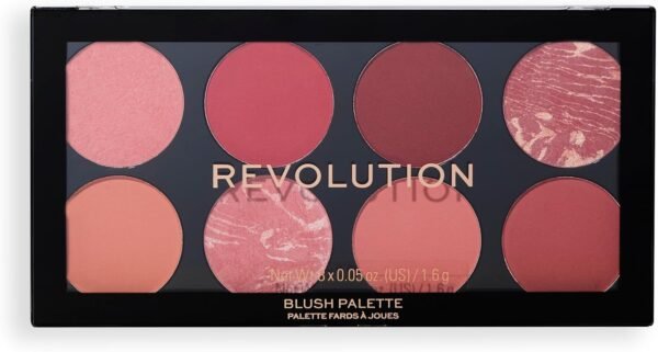 Revolution Ultra Blush Palette - 8 teintes pigmentées mates et scintillantes - Formule poudre facile à estomper - Vegan & Cruelty-Free - 1,6 g – Image 3