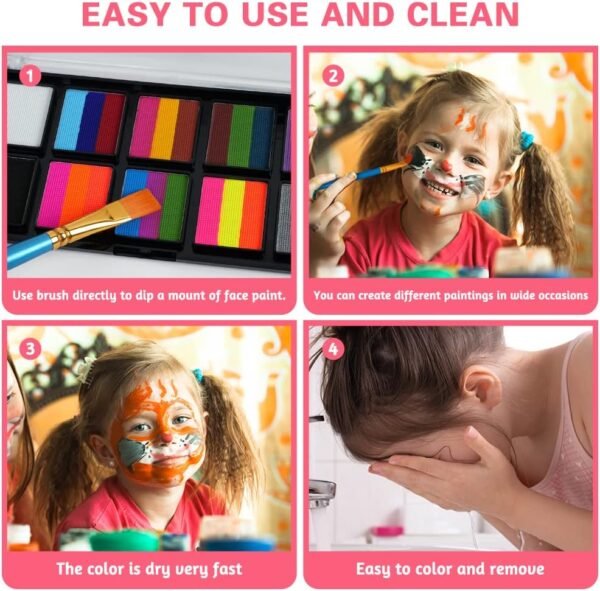 LOPHE Peinture Corporelle, Palette de Maquillage Enfants, Peinture pour le Visage, 10 Couleurs Palette de Tatouage de Peinture à I'huile, Sûr, pour Halloween, Noël, Carnaval, Soirées à Thème – Image 4