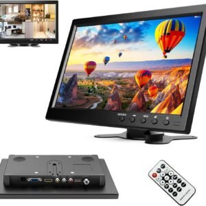 podofo Mini Moniteur LCD 10,1 Pouces, Moniteur Portable pour Ordinateur/Surveillance/caméra arrière, avec entrée HDMI/VGA/AVI/BNC/USB, Moniteur HDMI pour Le Jeu, DC 9-30V