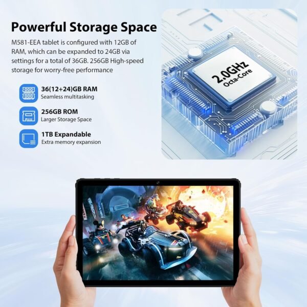 PIXGOOD 2025 Tablette 11 Pouces avec Android 15, 36GB+256GB, INCELL 2000 * 1200, Octa Core, 13MP+8MP, WidevineL1/9000mAh/5G WiFi/BT5.0/OTG/GPS-Tablette avec Clavier (Noir) – Image 5
