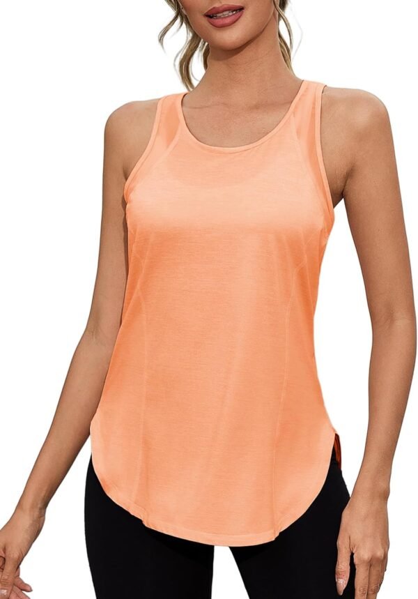 Gyabnw Débardeur de Sport Femme Léger et Confortable Tee Shirt sans Manches Yoga T-Shirt Fitness Respirant et à Séchage Rapide – Image 2