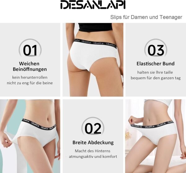 Desanlapi Culotte Fille Adolescentes en Coton Stretch Slip Ceinture de Sport sous-vêtement Culottes Enfant pour 8-18 Ans Confortables et Respirantes Lot de 6 – Image 3