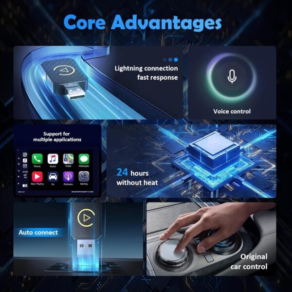 Weinsamkeit Adaptateur Car-Play sans Fil pour Smartphone, Uniquement pour Les Voitures 2016 + avec Car-Play Filaire D'usine, Puce 5G Double Cœur, Connexion Automatique en Quelques Secondes – Image 4