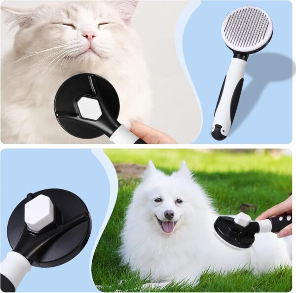 Vinabo Brosse pour Chiens Petite ,Chats. chaton, Autonettoyante Enlèvement des Poils en Un Clic Morts et Sous-Poils – Image 5