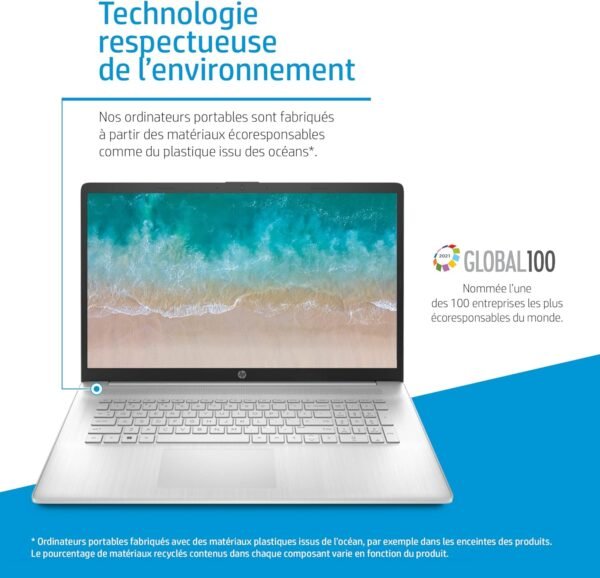 HP Laptop 17-cn2001sf PC Portable 17.3" FHD (Intel Core i3-1215U, RAM 8 Go, SSD 512 Go, AZERTY, Windows 11 Famille) Argent naturel – Image 6