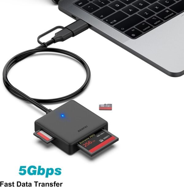 Lecteur de Carte mémoire, BENFEI 4 in 1 USB-C vers SD Adaptateur de Lecteur de Carte SD Micro SD MS CF, Compatible avec iPhone 15 Pro/Max, MacBook Pro/Air 2023, iPad Pro, Surface Book 3 et Plus – Image 5