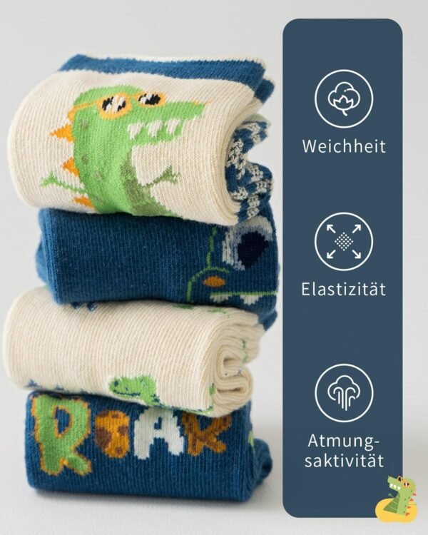 Kyopp Chaussettes rigolotes Enfants Filles et Garçons Drôles Chaussettes Animaux Coton Unisexe Kids Crew Socks 10 Paires 21-37 – Image 5