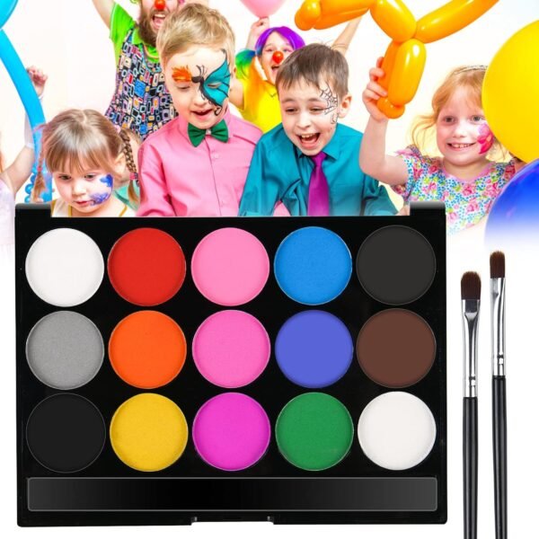 URAQT Peinture Corporelle pour Le Visage, Palette de Maquillage pour Enfants, 15 Couleurs Palette de Tatouage de Peinture à I'huile, Sûr, Non Toxique, Pour Halloween, Noël, Carnaval, Soirées à Thème – Image 9