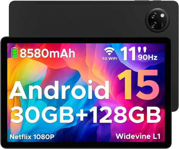 DOOGEE Tab A9 Pro+ Tablette Android 15, Tablette 11 Pouces, 30GB RAM+128GB ROM/TF 2TB, Batterie 8580mAh, Octa-Core T7200 90Hz,13MP Caméra, Tablette Tactile Widevine L1/5G WiFi/OTG/Face ID