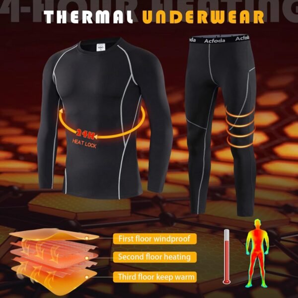 Homme Ensemble de sous Vetements Thermiques de Compression sous-Vêtement Thermique S-XXL – Image 2