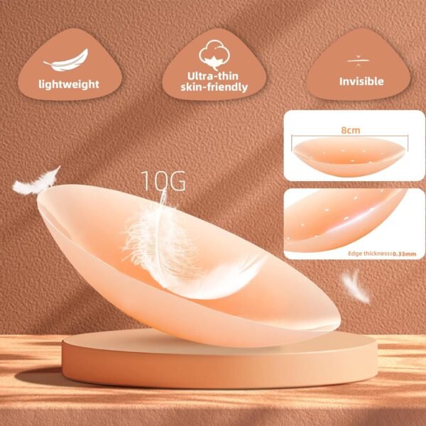 4 Paires Cache-tétons, Tacilin Auto-adhésif Réutilisables en Silicone Doux Couvre Seins Mamelons Invisibles étanches Cache Teton Nipple Cover [8 cm] - Couleur de la Peau Claire – Image 2