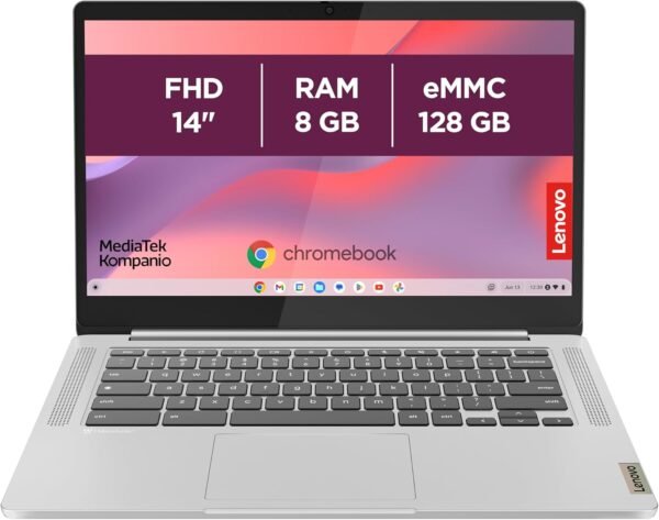 Lenovo IdeaPad Slim 3 Chromebook 14M868 - Ordinateur Portable 14'' FHD (MediaTek Kompanio 520, RAM 8Go, SSD 128Go, Arm Mali-G52 2EE MC2 GPU, Chrome OS) Clavier AZERTY Français - Gris