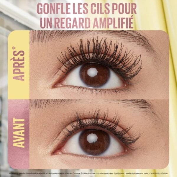 Maybelline New York - Mascara Volume Modulable - Effet Maxi - Cils Définis, Amplifiés, Séparés - Sans Paquets - Tenue Jusqu'à 24h - Colossal Bubble - Teinte : Noir - 10 ml – Image 4